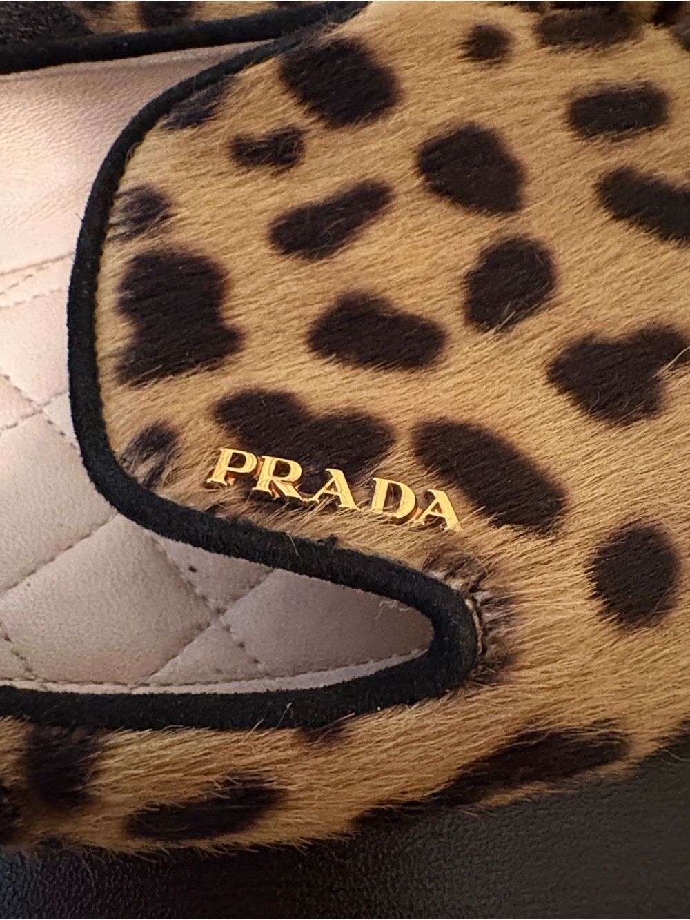 Prada calf-skin loafers in a bold leopard print- Tan and Black 8.5 ~ Authentic - Picture 14 of 16